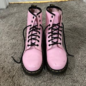 Doc martens 1460 patent lace-up boots.